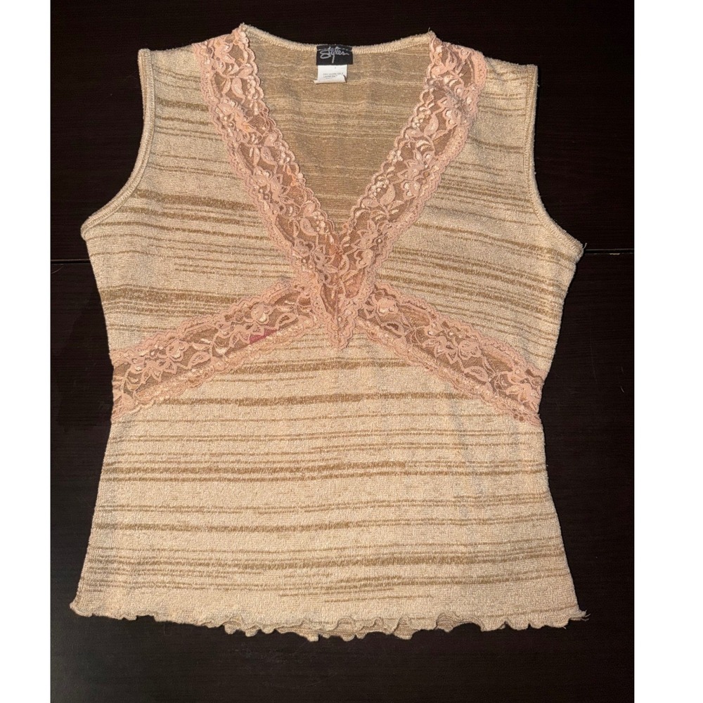 brown/beige Styles Top with lace detailing